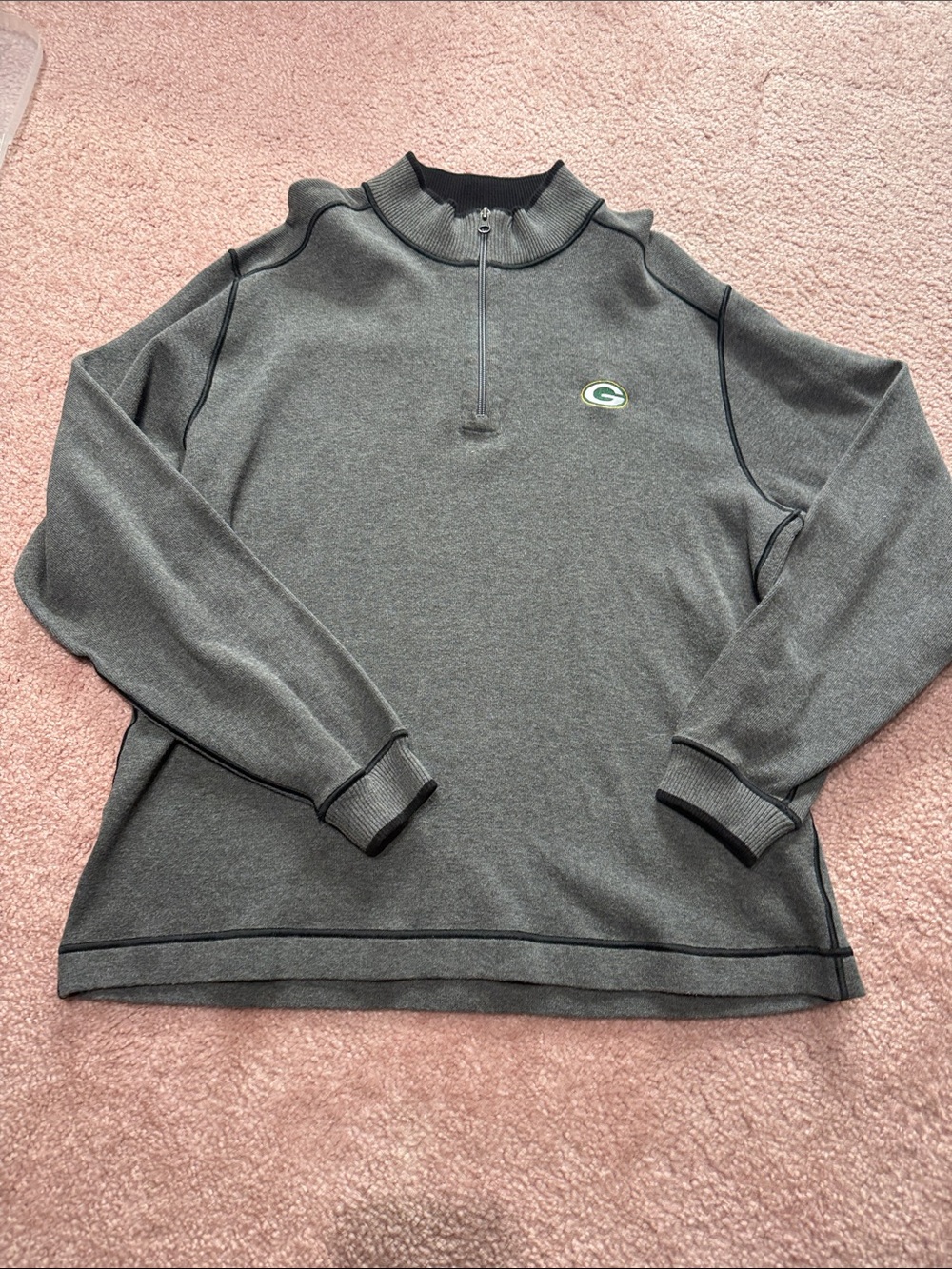 Cutter & Buck Gray Quarter-Zip Pullover with Green Bay Packers Logo